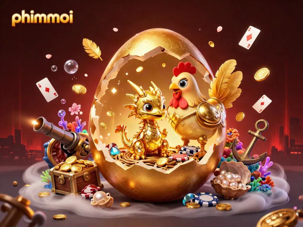 Experience phimmoi with golden dragon and poker chips amid dynamic casino elements