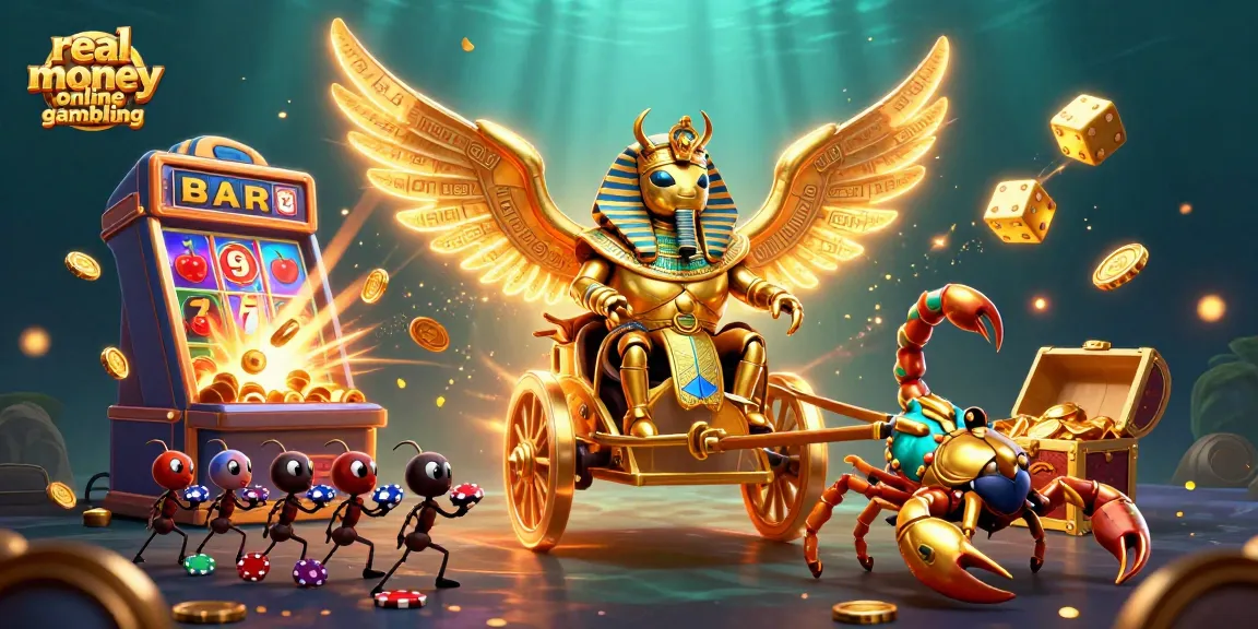 Experience real money online gambling with this vibrant 3D casino scene featuring magical elements and excitement.