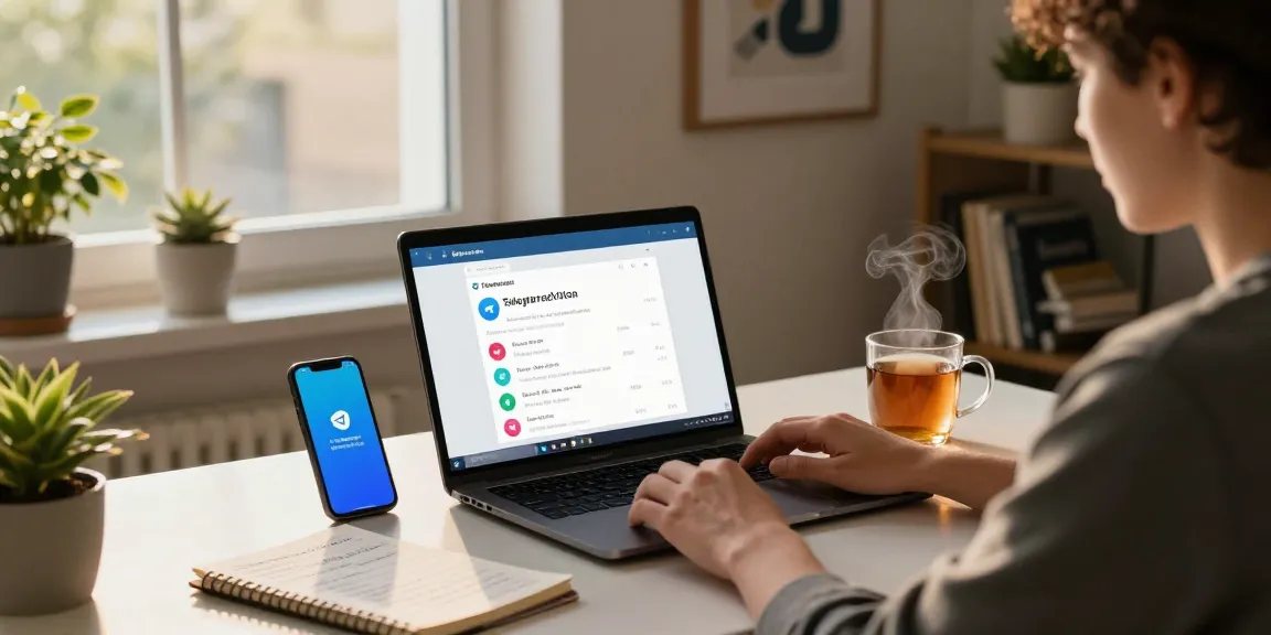 Setting up Telegram Chinese Version in a cozy home office.