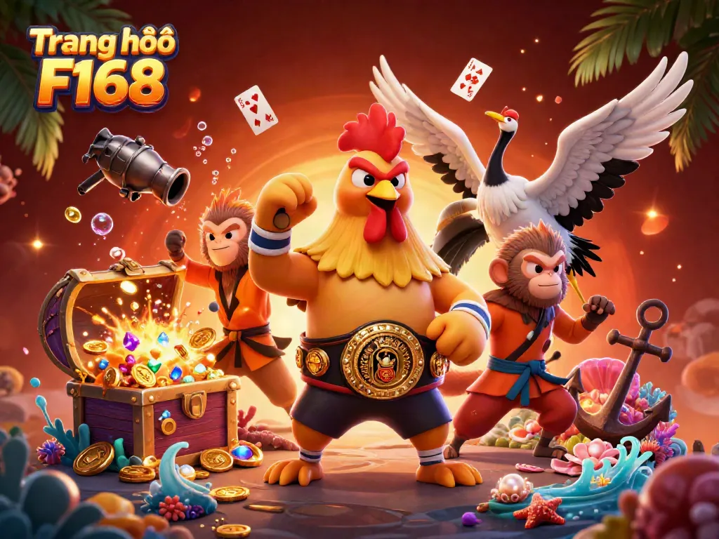 Engage in exciting gaming adventures at Trang chủ F168 with a vibrant 3D casino scene.