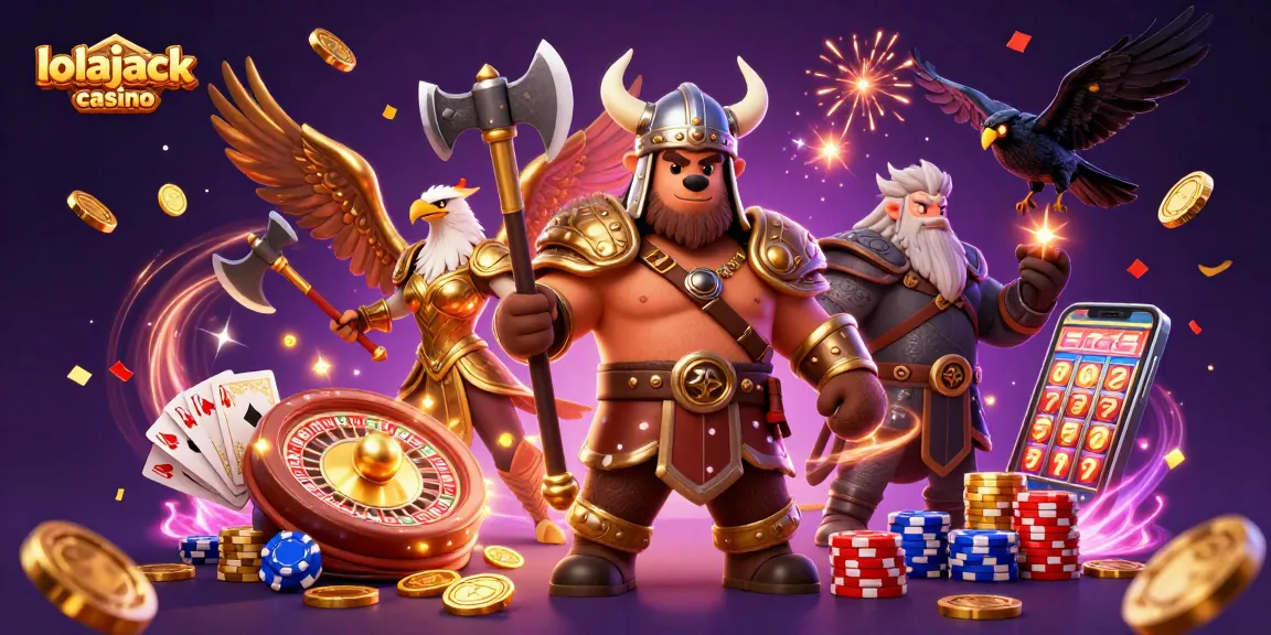 Experience winning thrills at lolajack casino with exciting characters in a vibrant casino setting.